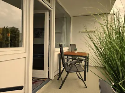 Ein Balkon oder eine Terrasse in der Unterkunft Familienwohnung Grünwald
