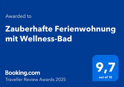 Ein Zertifikat, Auszeichnung, Logo oder anderes Dokument, das in der Unterkunft Zauberhafte Ferienwohnung mit Wellness-Bad ausgestellt ist