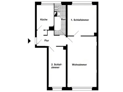 Grundriss der Unterkunft Gästewohnung Heinrich-Heine-Straße 8