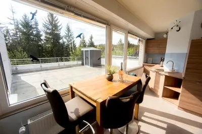 Grundriss der Unterkunft Terrassenhaus Waldläufer im Harz mit Schwimmbad