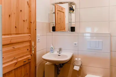Ein Badezimmer in der Unterkunft Ferienhaus Riese - Allrode