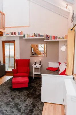 Ein Sitzbereich in der Unterkunft Ferienhaus Riese - Allrode
