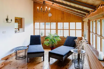 Ein Sitzbereich in der Unterkunft Ferienhaus Riese - Allrode