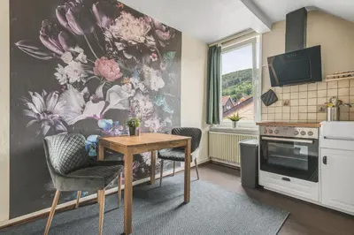 Küche/Küchenzeile in der Unterkunft Hirsch-Apartment-5 Eulennest