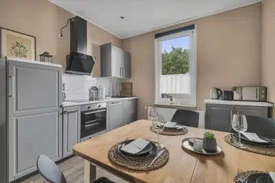Küche/Küchenzeile in der Unterkunft HIRSCH Apartment Luchs - zentral - modern - groß