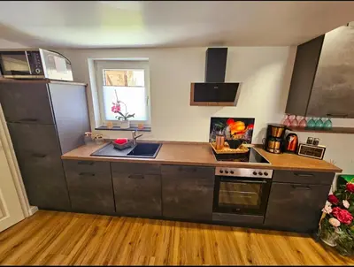 Küche/Küchenzeile in der Unterkunft Ferienwohnung zu den Ilsefällen I