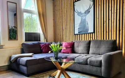 Ein Sitzbereich in der Unterkunft HIRSCH Apartment Gartenschläfer - zentral - Garten