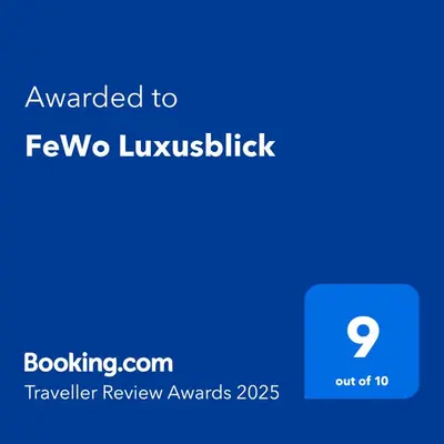 Ein Zertifikat, Auszeichnung, Logo oder anderes Dokument, das in der Unterkunft FeWo Luxusblick ausgestellt ist
