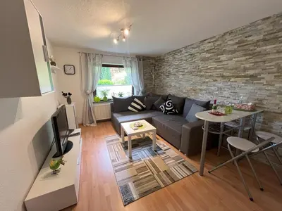 Ein Sitzbereich in der Unterkunft Gemütliche Ferienwohnung Nr. 4 im Harz für 2 Personen