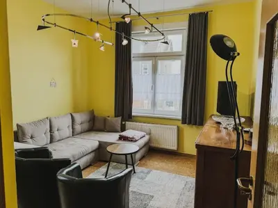 Ein Sitzbereich in der Unterkunft Harz-Wohnung Natur pur