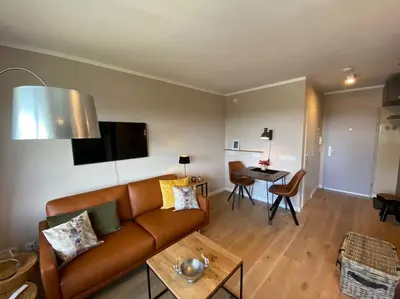 Ein Sitzbereich in der Unterkunft Ferienwohnung Bergchalet 3 mit Balkon