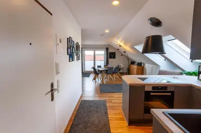 Küche/Küchenzeile in der Unterkunft Ferienwohnung Bergloft mit Balkon