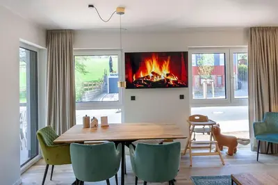 TV/Unterhaltungsangebot in der Unterkunft Ferienwohnung Carla mit Sauna und Balkon
