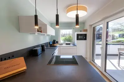 Küche/Küchenzeile in der Unterkunft Ferienwohnung Carla mit Sauna und Balkon