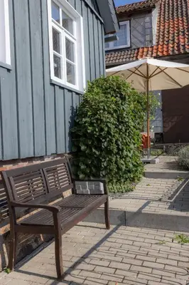 Ein Garten an der Unterkunft Ferienhaus am Glockenberg