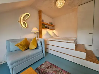 Ein Sitzbereich in der Unterkunft Ferienwohnung kleine Harzer Freiheit