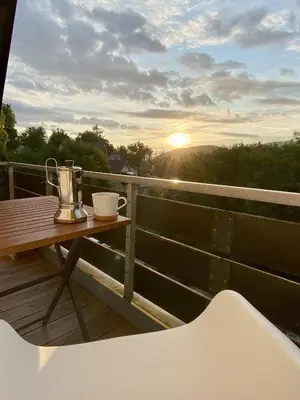 Ein Balkon oder eine Terrasse in der Unterkunft Ferienwohnung kleine Harzer Freiheit