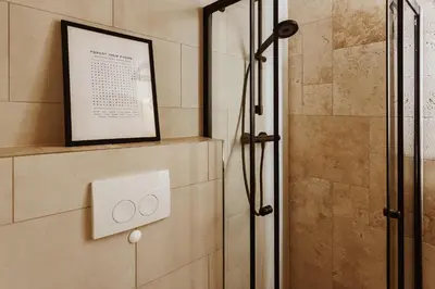 Ein Badezimmer in der Unterkunft Harzchalet Emma 3 - mit Sauna - Sankt Andreasberg
