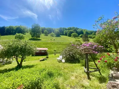 Ein Garten an der Unterkunft Ferienwohnung GARTENBLICK im HAUS GERLACH