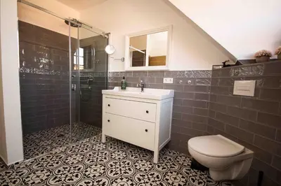 Ein Badezimmer in der Unterkunft Appartementhaus Seiler Quedlinburg