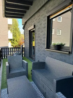 Ein Sitzbereich in der Unterkunft Jacks Ferienhaus Braunlage nähe der Seilbahn