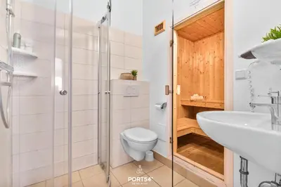 Ein Badezimmer in der Unterkunft Ferienhaus Harzchen 49 - Sankt Andreasberg im Harz