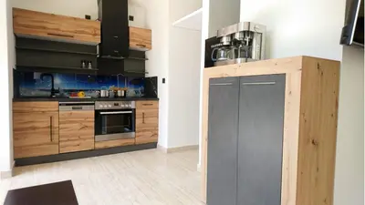 Küche/Küchenzeile in der Unterkunft Schulenberg-Apartment 1 mit Kamin