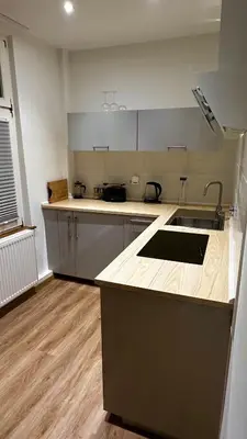Küche/Küchenzeile in der Unterkunft Apartment Mauerblick in der Altstadt mit Smart TV Waschtrockner und voll ausgestatteter Küche