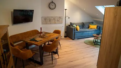 Ein Sitzbereich in der Unterkunft Ferienapartment am Rosenberg