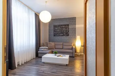 Ein Sitzbereich in der Unterkunft Ferienwohnung am Neuen Thore I - b70155
