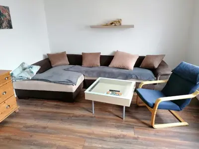 Ein Sitzbereich in der Unterkunft Ferienwohnung Hase