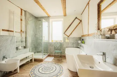Ein Badezimmer in der Unterkunft Unik Villa - Fewo im Oberharz Frühstück Halbpension buchbar
