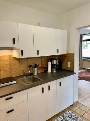 Küche/Küchenzeile in der Unterkunft HIRSCH Stadt Apartment 2 - Terrasse mit Flussblick - Parkplatz