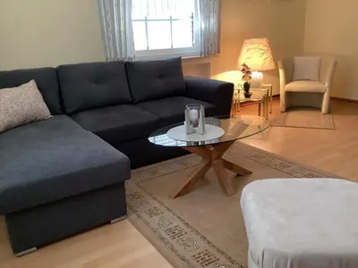 Ein Sitzbereich in der Unterkunft Ferienwohnung Krapohl