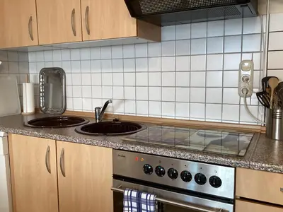 Küche/Küchenzeile in der Unterkunft Ferienwohnung Krapohl