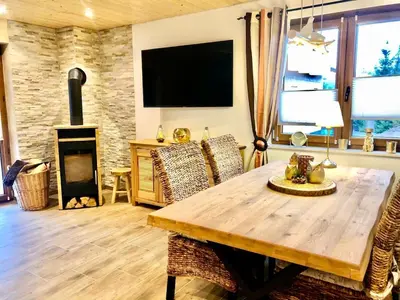 TV/Unterhaltungsangebot in der Unterkunft Ferienhaus Goldstück mit Kamin 2 Bädern & Thermomix