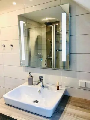 Ein Badezimmer in der Unterkunft Waldstück