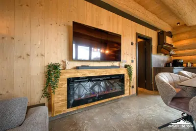 Ein Sitzbereich in der Unterkunft Haus 8 Auszeit im Harz - Haus 8 Blockhaus oben