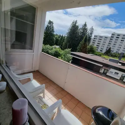 Ein Balkon oder eine Terrasse in der Unterkunft Ferienapartment 