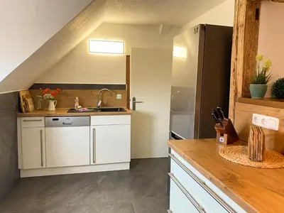 Küche/Küchenzeile in der Unterkunft Gröpernblick - Zentrumsnahe FeWo I 2 Schlafzimmer I 100 qm I Parkplätze in der Umgebung