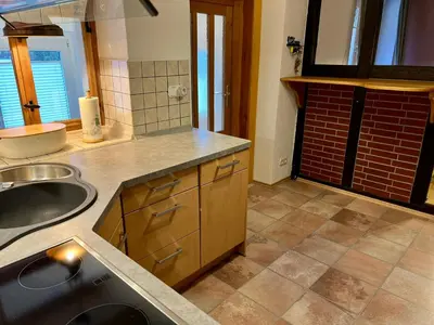 Küche/Küchenzeile in der Unterkunft Ferienwohnung Seidenglanz