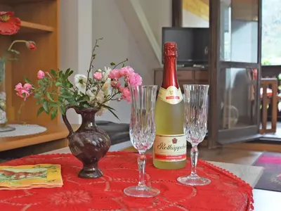Getränke in der Unterkunft Gemütliches Ferienhaus mit Pool in Blankenburg
