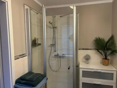Ein Badezimmer in der Unterkunft Brocken-Bennos Fachwerkhaus