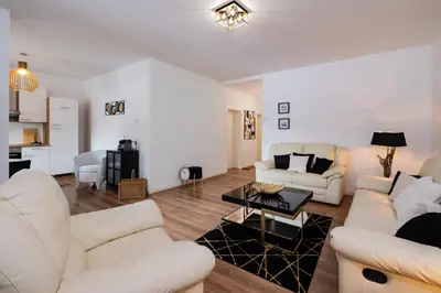 Ein Sitzbereich in der Unterkunft Harz Huus Apartments 