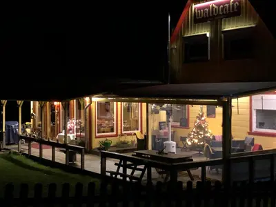 Ein Balkon oder eine Terrasse in der Unterkunft Gruppenhaus das Waldcafe