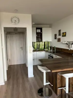 Küche/Küchenzeile in der Unterkunft Oben in der 14 Etage