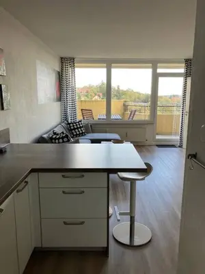 Küche/Küchenzeile in der Unterkunft Oben in der 14 Etage