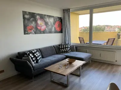 Ein Sitzbereich in der Unterkunft Oben in der 14 Etage