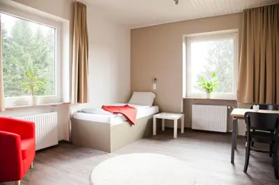 Ein Sitzbereich in der Unterkunft Haus Waldläufer