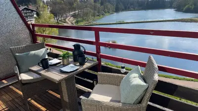 Blick auf einen Fluss in der Nähe der Ferienwohnung